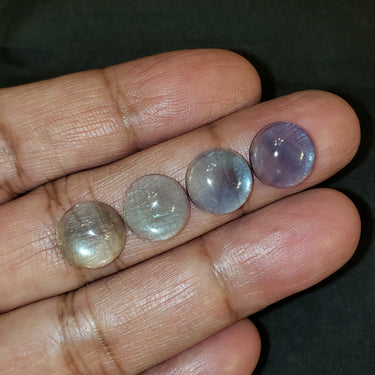 4Pcs Natural Light Blueish-green Fluorite Cabochons LOT. Size 11mm